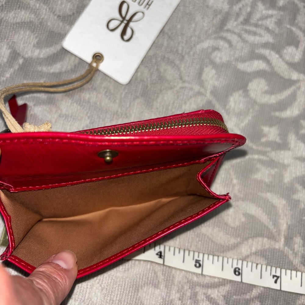 HOBO Addi Card Case Claret Red Leather Zip Wallet ID Window New - Picture 7 of 12